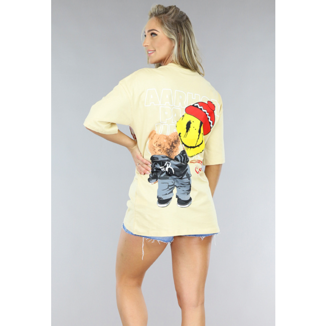 Beigefarbenes Smiley T-Shirt