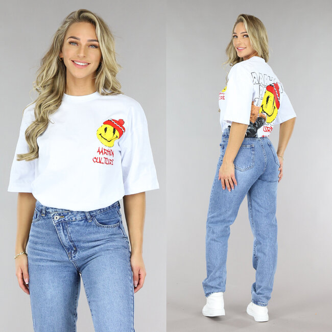 Weißes Smiley T-Shirt
