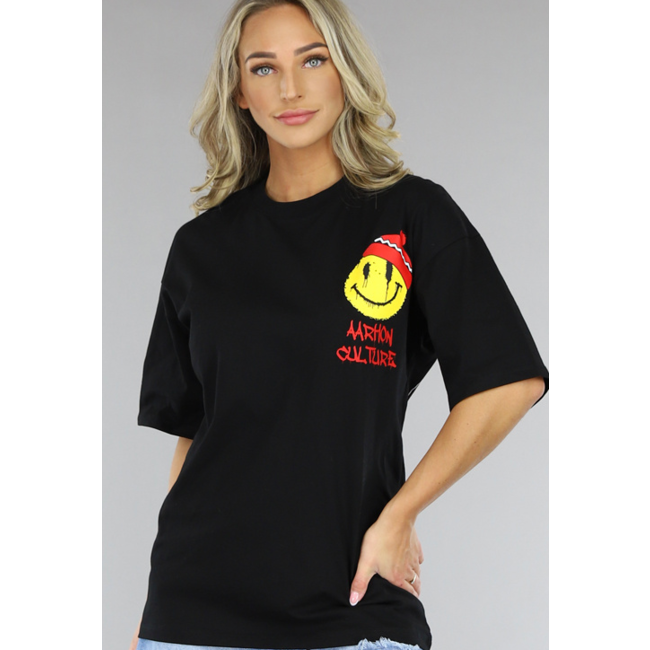Schwarzes Smiley T-Shirt