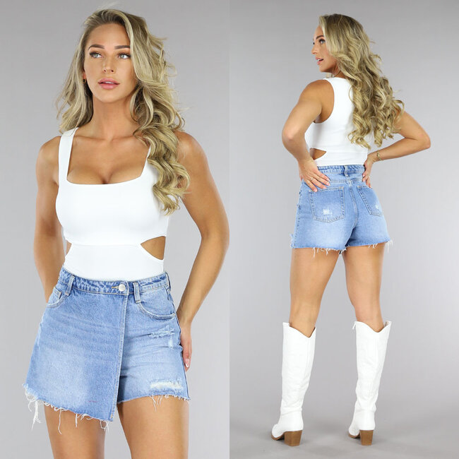 Bodysuit mit Ausschnitt Weiß