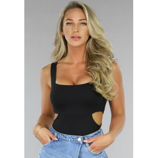 Schwarzer ausgeschnittener Bodysuit
