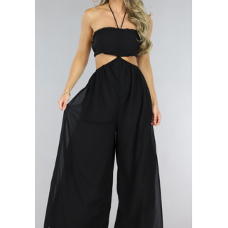 BF2023 Schwarzer Jumpsuit mit weitem Bein