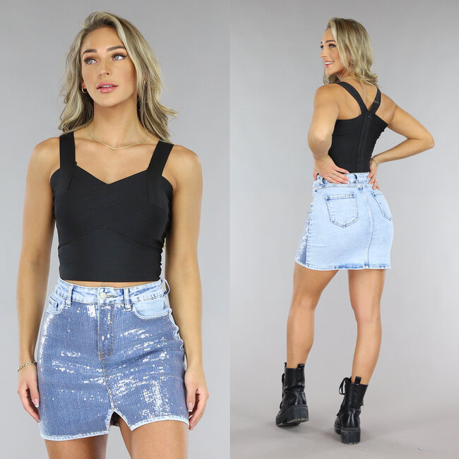 Schwarzes Bandage-Crop-Top