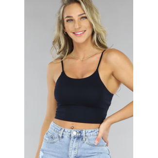 Schwarzes Basic Stretch Top