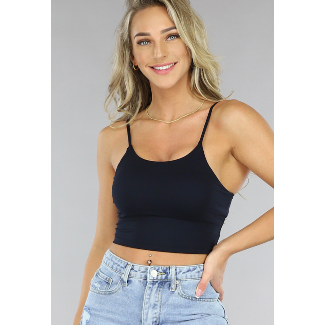 Schwarzes Basic Stretch Crop Top