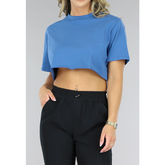 Blaues Crop Top T-Shirt