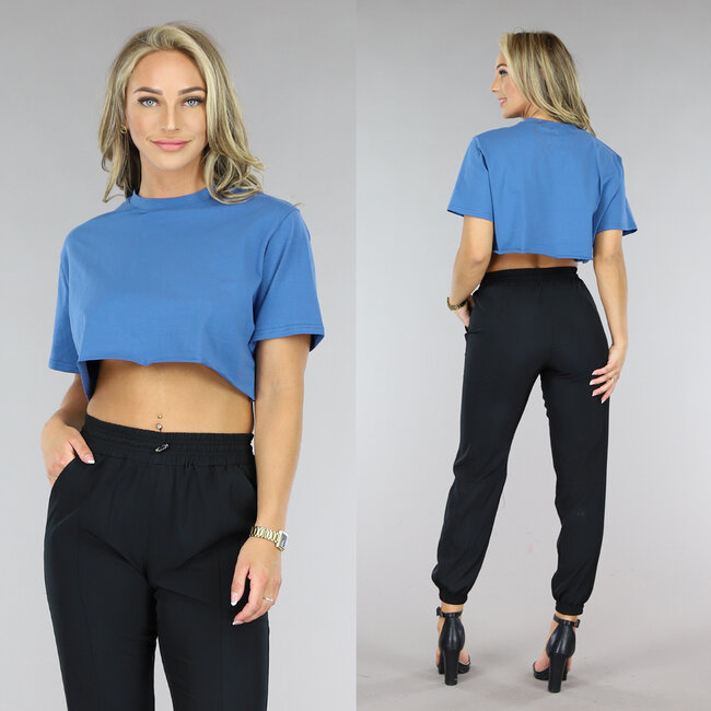 Blaues Crop Top T-Shirt