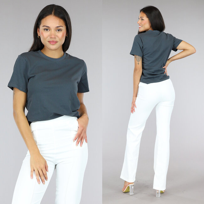 Graues Basic T-Shirt mit leichtem Stretch