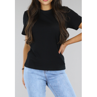 NEW0504 Schwarzes Basic-T-Shirt