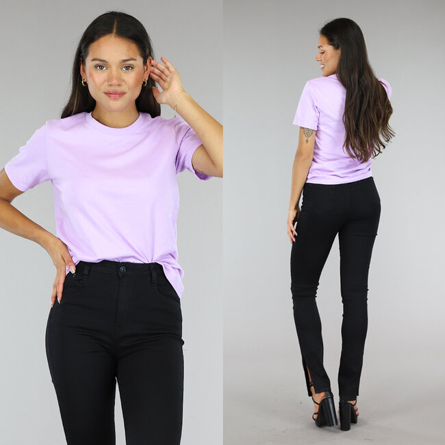 Fliederfarbenes Basic T-Shirt mit leichtem Stretch