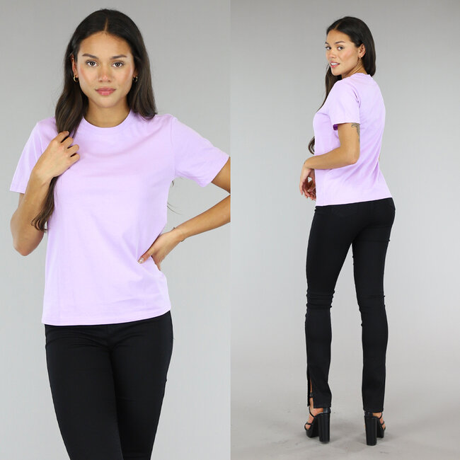 Fliederfarbenes Basic T-Shirt mit leichtem Stretch