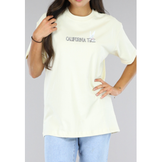 SALE50 Cremefarbenes T-Shirt mit Taube in Übergröße