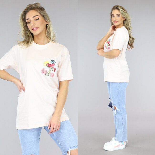 Lachsrosa übergroßes Trippy T-Shirt