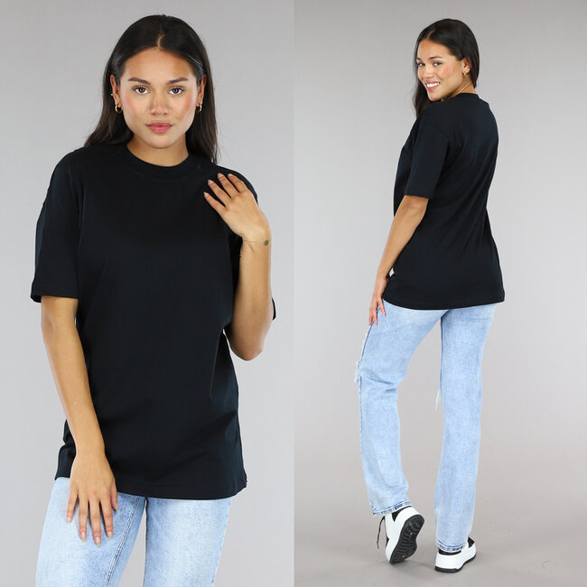 Schwarzes Basic T-Shirt in Übergröße