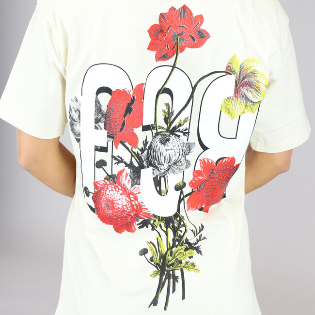 Cremefarbenes übergroßes Future T-Shirt mit Blumendruck