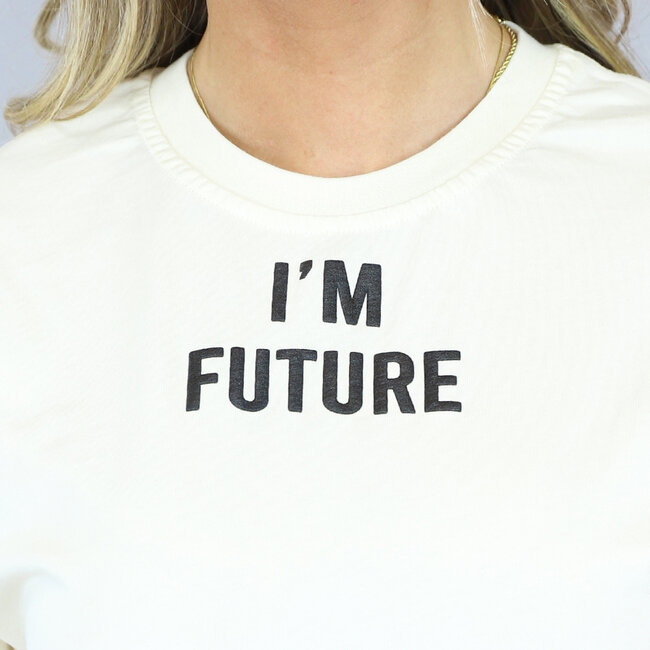 Cremefarbenes übergroßes Future T-Shirt mit Blumendruck