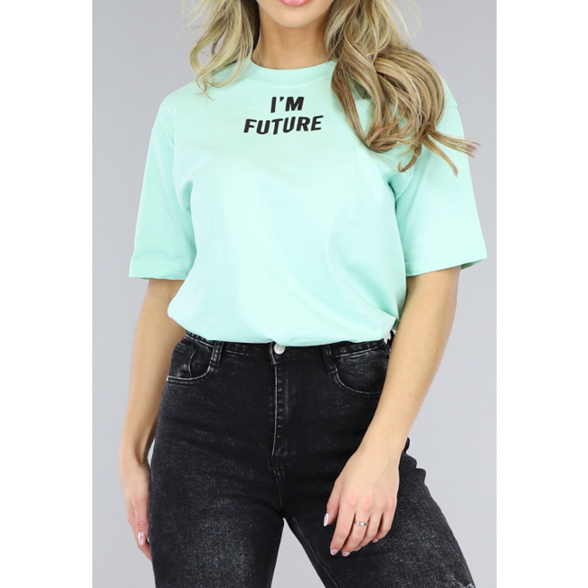 Mintfarbenes übergroßes Future T-Shirt mit Blumendruck