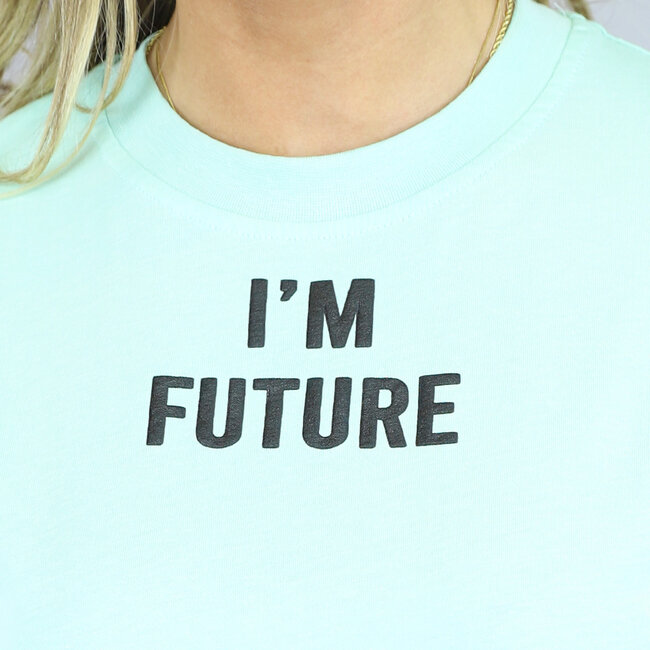 Mintfarbenes übergroßes Future T-Shirt mit Blumendruck