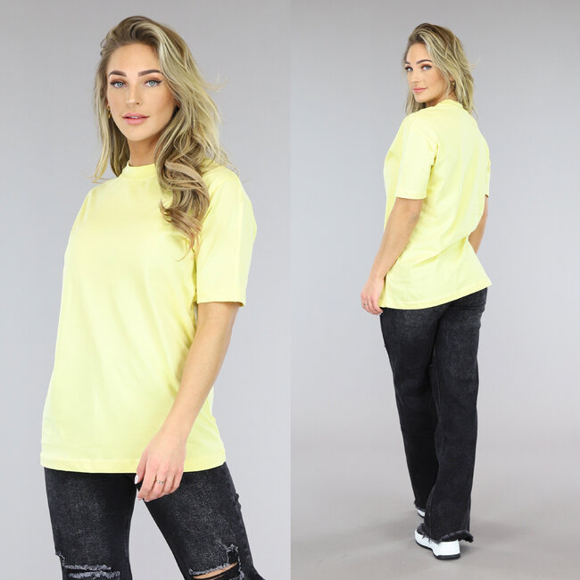 Gelbes Basic T-Shirt in Übergröße