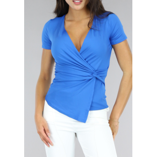 SALE35 Blaues Top mit tiefem Ausschnitt