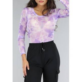 Fliederfarbener Mesh-Body mit Druck