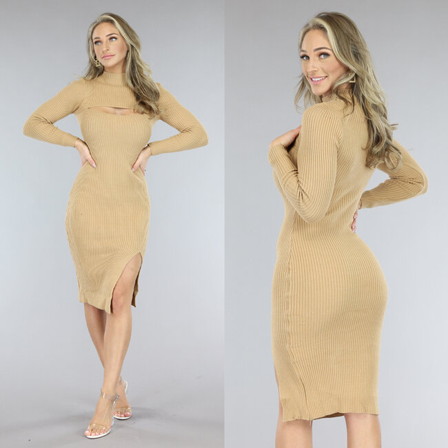 Camel Grove Rippenkleid