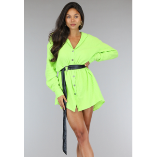 Neongrünes Musselinblusenkleid