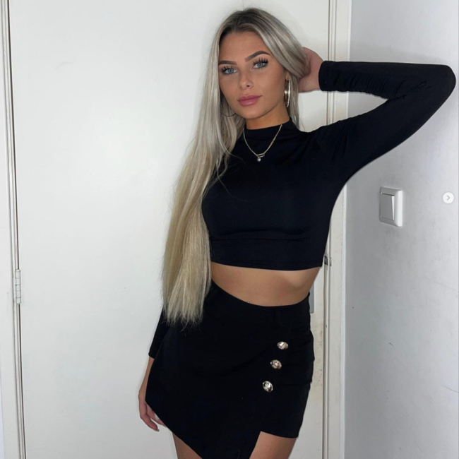 Schwarzes langärmeliges Crop Top