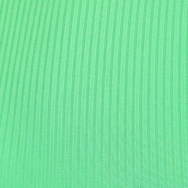 Grünes Rippstrick-Polokleid mit V-Ausschnitt und Schlitz