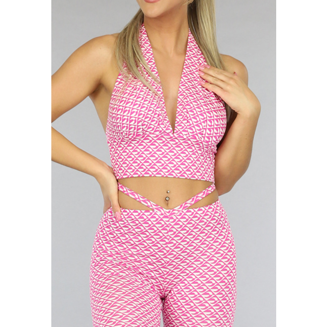 Rosa Retro Halter Crop Top