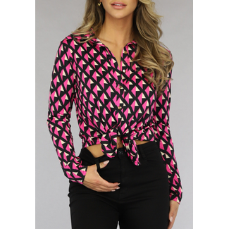 BF2023 Fuchsiafarbene Bluse mit modernem Druck