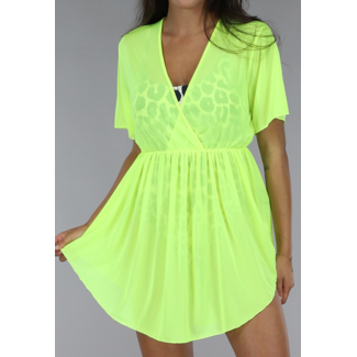 SALE80 Neongrünes durchsichtiges Cover Up Kleid