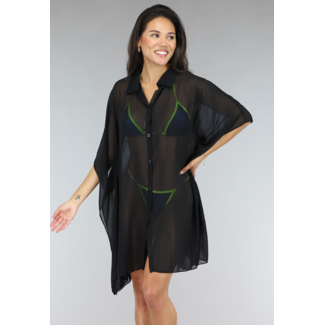 BF2023 Schwarze Mesh Cover Up Bluse