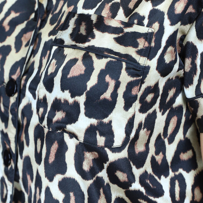 3-teiliger Pyjama mit Panther-Print und langer und kurzer Hose