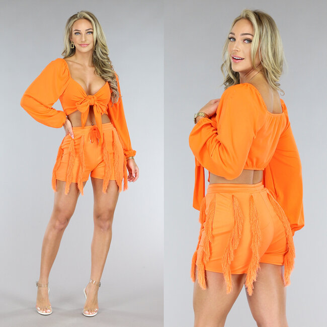 Orangefarbenes 2-teiliges Fransen-Set