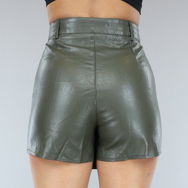 Army Skort in Lederoptik mit Knopfverschluss