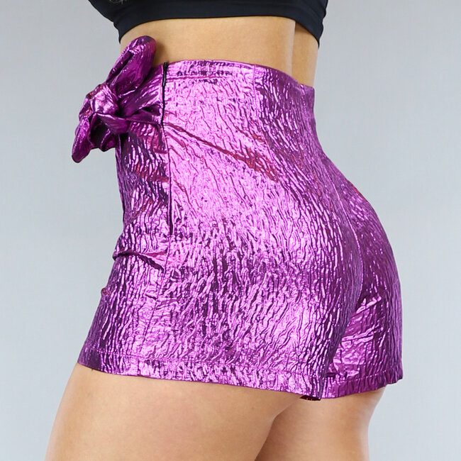 Lila Metallic-Skort mit Schleifendetail