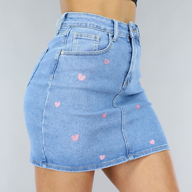 Redial Jeans Denim-Rock mit Herz-Print