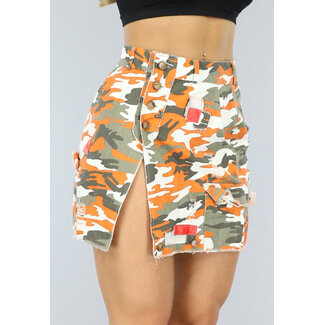 BF2023 Orangefarbener Camouflage-Rock mit Schlitz