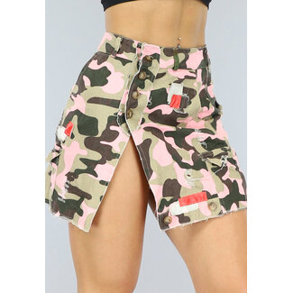 BF2023 Rosa Camouflage-Rock mit Schlitz