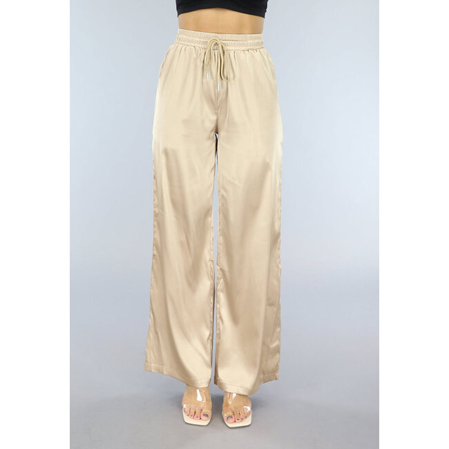 Satin-Champagner-Hose mit geradem Bein