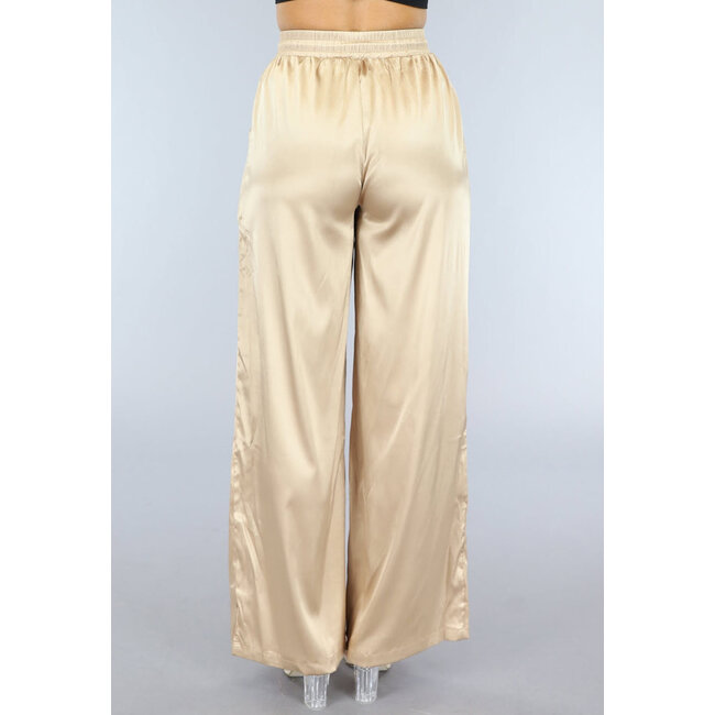 Satin-Champagner-Hose mit geradem Bein