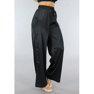 Satin Black Straight Leg Hose