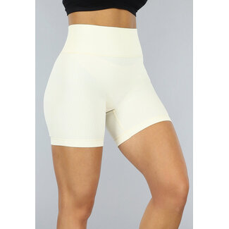 BF2023 Beige Sportshorts aus geripptem Stoff