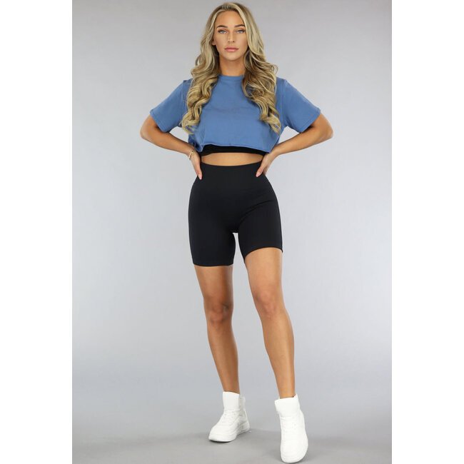 Schwarze Basic Sporthose aus geripptem Stoff