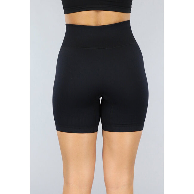 Schwarze Basic Sporthose aus geripptem Stoff