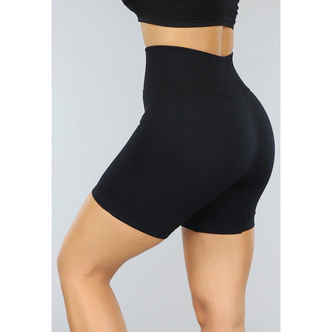 Schwarze Basic Sporthose aus geripptem Stoff