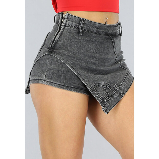 Graue Denim-Jeans Skort