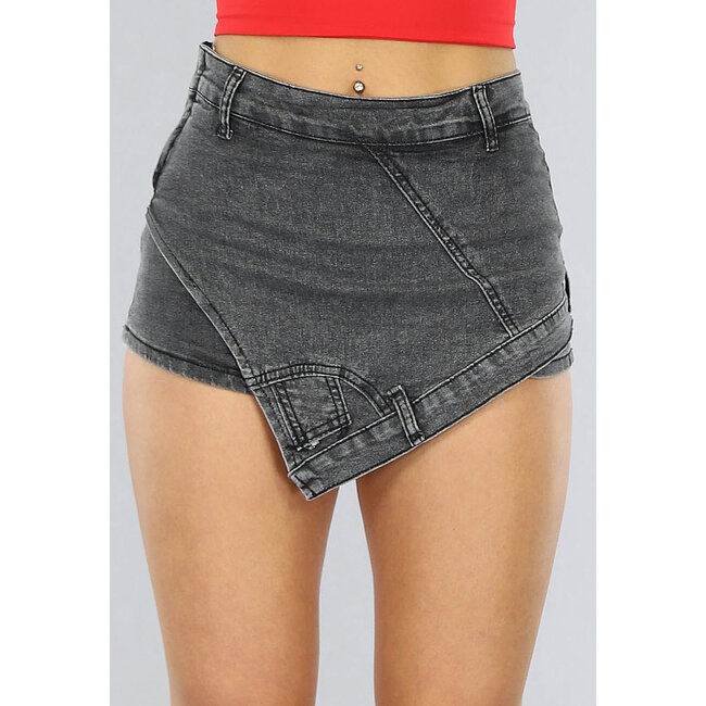 Graue Denim-Jeans Skort