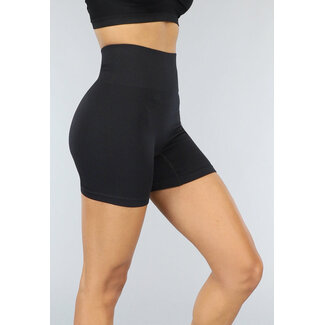 NEW0208 Kurze schwarze Sporthose aus geripptem Stoff